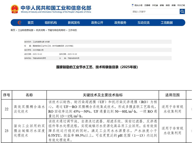 獲國家推廣！碧水源兩技術入選“2025國家節(jié)水目錄”！